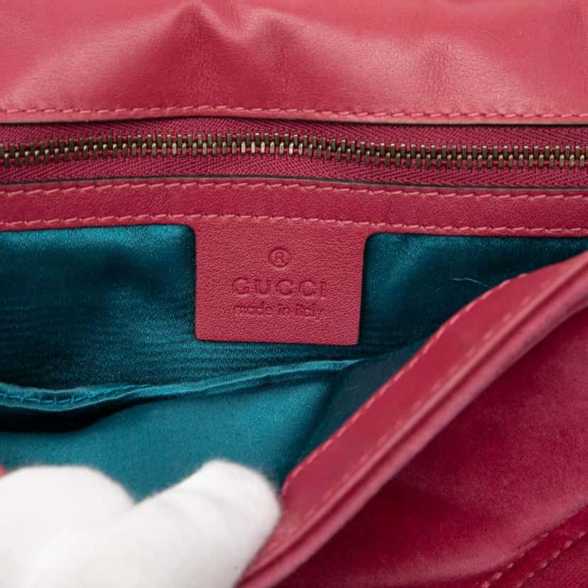 Gucci Large GG Marmont Matelasse Velvet Embroidered Blind For Love Shoulder Bag Pink Velvet Very good condition - Box View