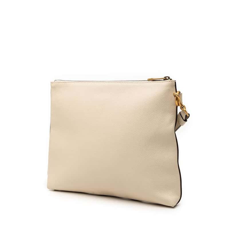 Gucci Leather Logo Clutch White Leather Very good condition - Back View