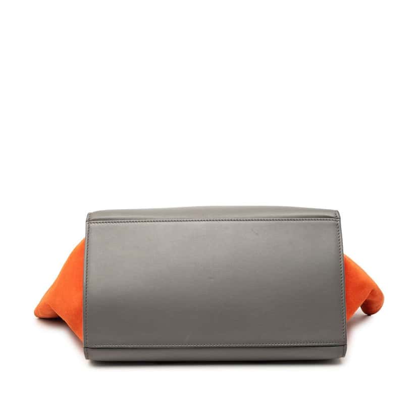 Celine Medium Tricolor Calfskin and Suede Trapeze Satchel Grey Leather Very good condition - Inside View