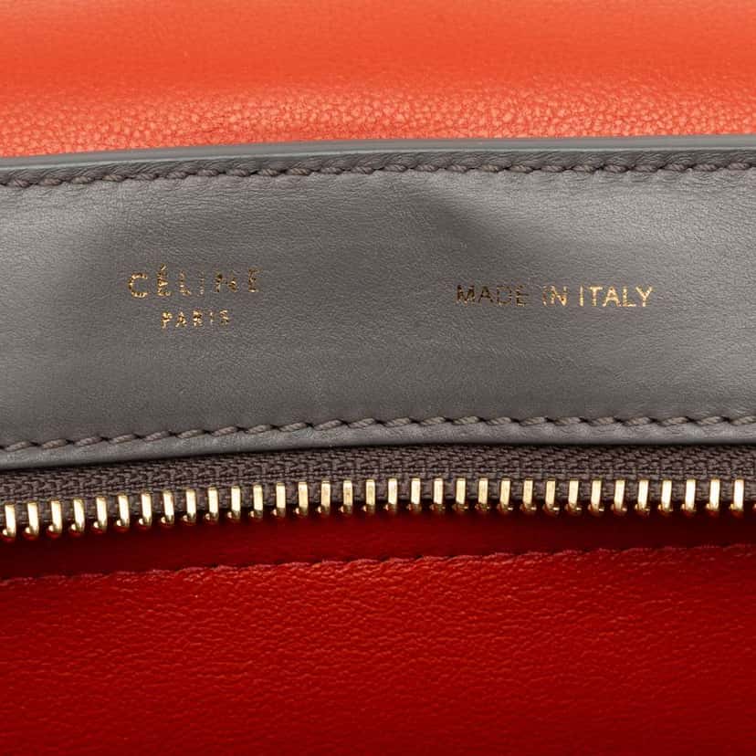 Celine Medium Tricolor Calfskin and Suede Trapeze Satchel Grey Leather Very good condition - Box View