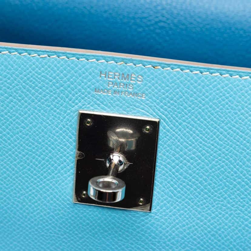 Hermès Togo Kelly II Retourne 32 Blue Leather Very good condition - Box View