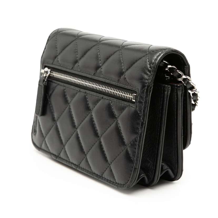 Chanel Mini CC Lambskin Wallet on Chain Black Leather Very good condition - Back View