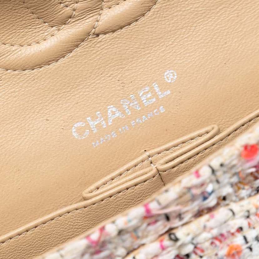 Chanel Medium Classic Tweed Sequins Double Flap Brown Tweed Very good condition - Box View