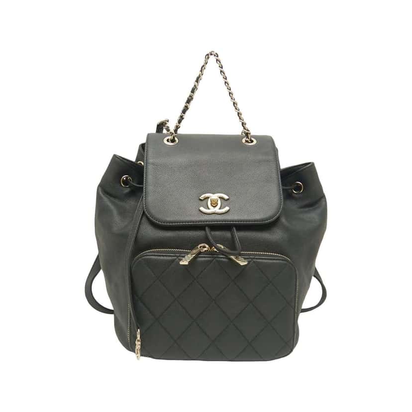 Chanel Business Affinity Caviar Backpack Black Leather Very good condition - Front View