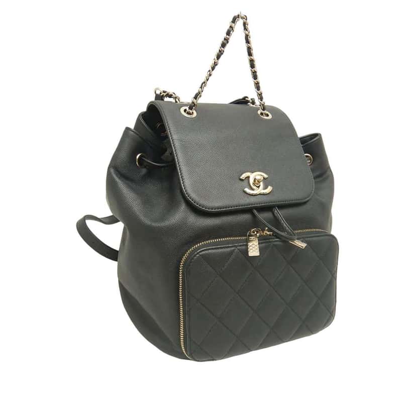 Chanel Business Affinity Caviar Backpack Black Leather Very good condition - Back View