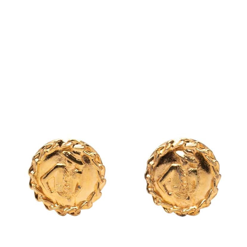 Chanel Gold Plated Mademoiselle Clip on Earrings Gold Metal Very good condition - Front View