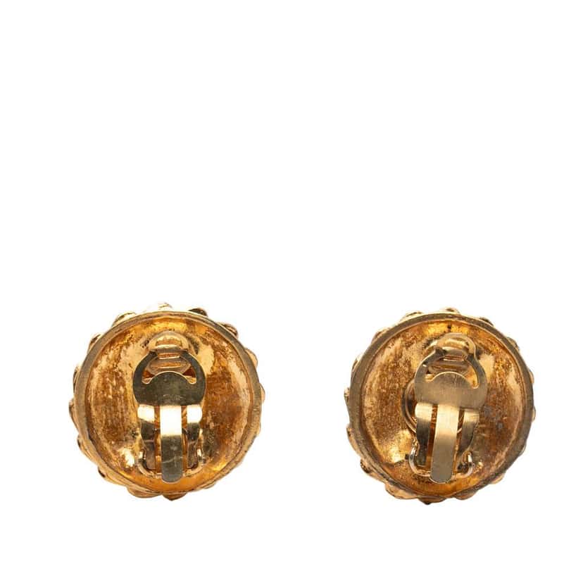Chanel Gold Plated Mademoiselle Clip on Earrings Gold Metal Very good condition - Back View