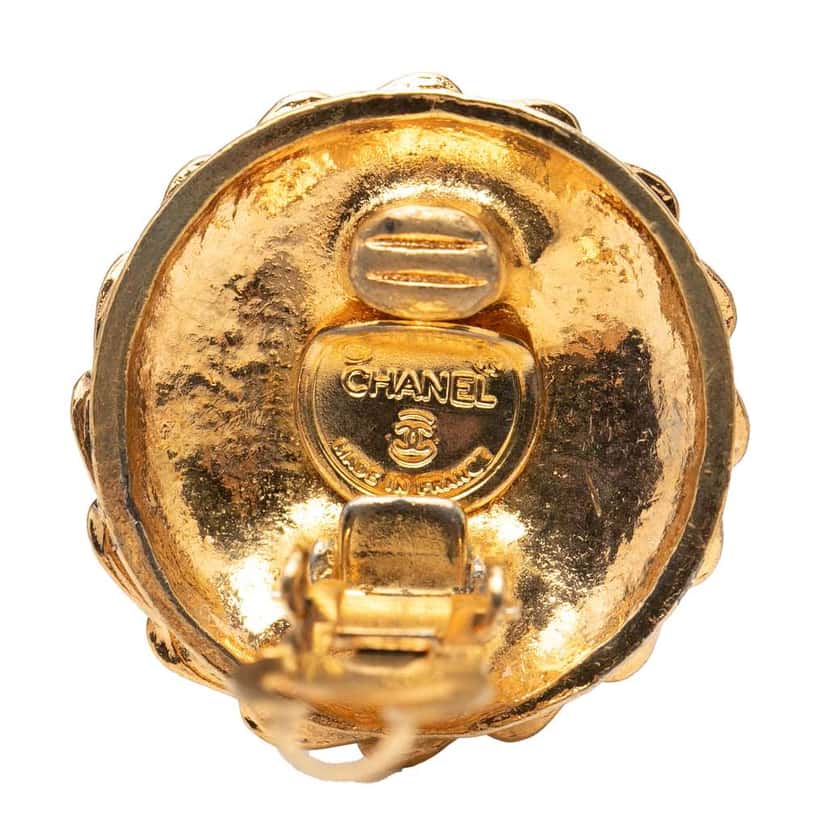 Chanel Gold Plated Mademoiselle Clip on Earrings Gold Metal Very good condition - Inside View