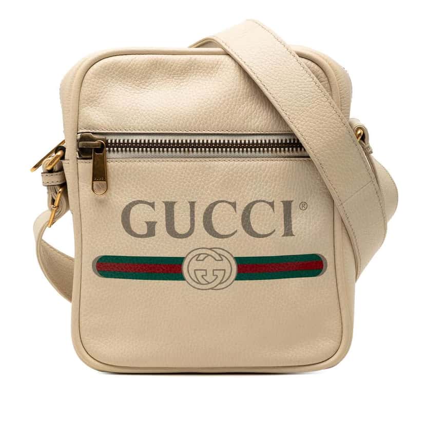 Gucci Grained Calfskin Logo Crossbody Brown Leather Very good condition - Front View