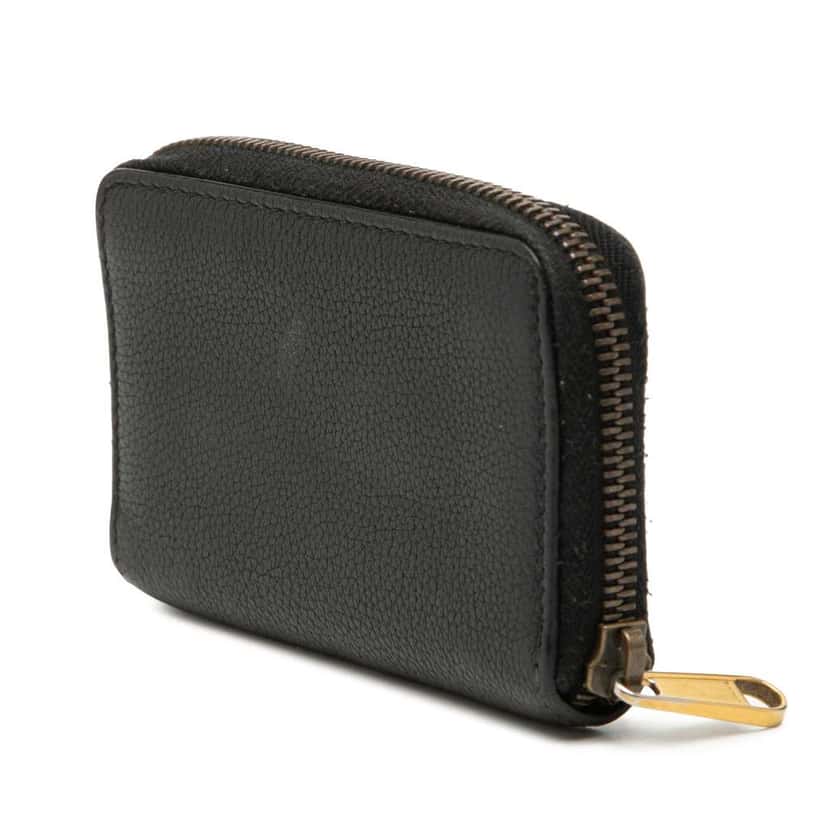 Gucci Grained Calfskin Logo Zip Around Coin Pouch Black Leather Very good condition - Back View