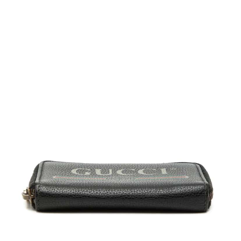Gucci Grained Calfskin Logo Zip Around Coin Pouch Black Leather Very good condition - Inside View