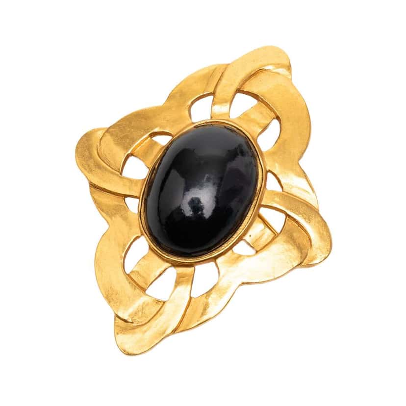 Chanel Gold Plated Gripoix Brooch Gold Metal Very good condition - Front View