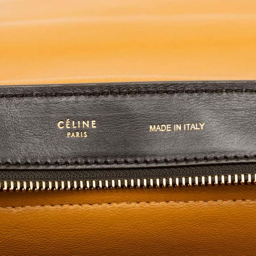 Celine Medium Tricolor Calfskin and Suede Trapeze Satchel Brown Leather Very good condition - Box View