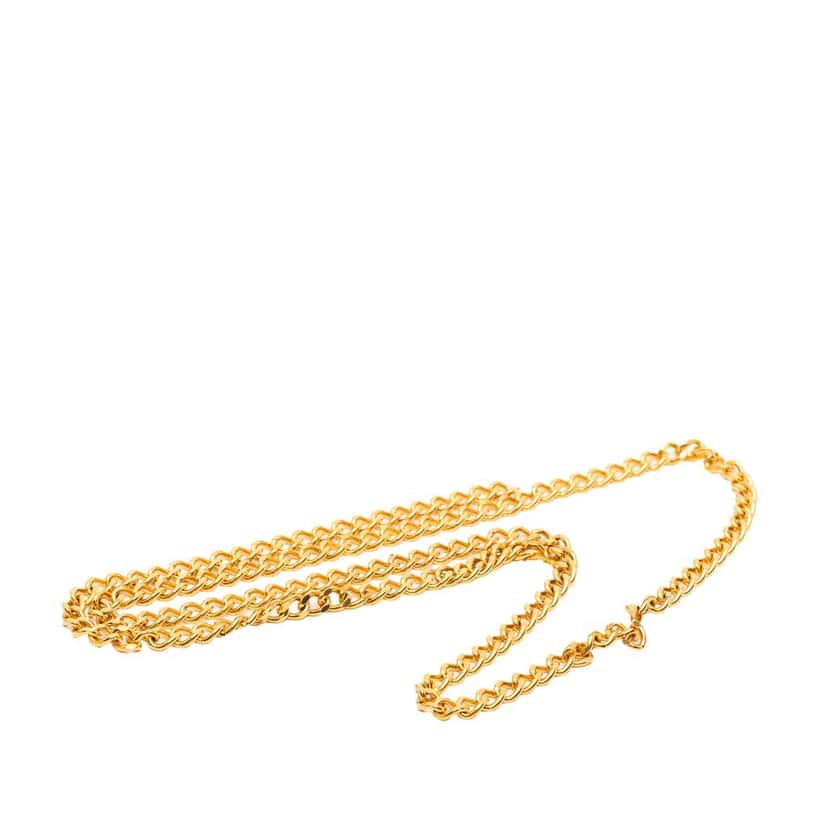 Chanel Gold Plated Double Strand Link Chain Necklace Gold Metal Very good condition - Model View