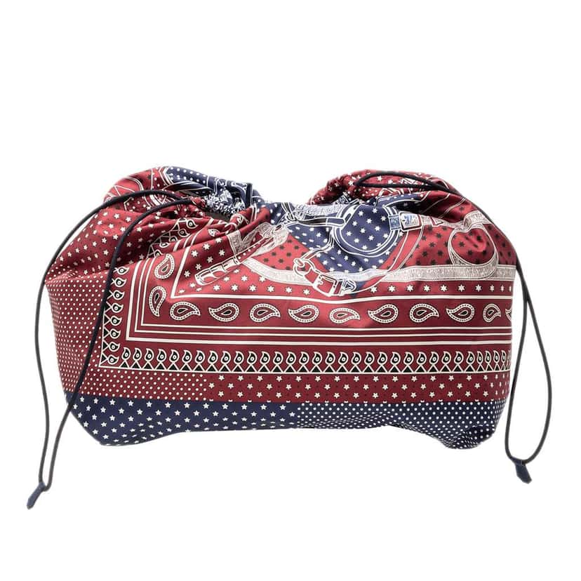 Hermès Silk Eperon d Or Bandana Sac Musardine Insert Pouch Red Silk Very good condition - Front View