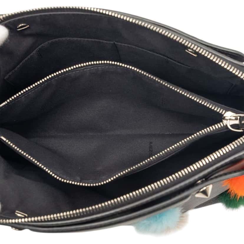 Fendi Medium Leather Pompom By The Way Satchel Black Leather Very good condition - Model View