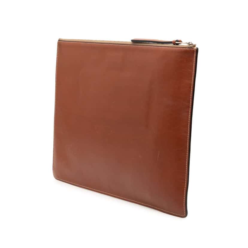 Loewe Paulas Ibiza Leather Lion and Floral Print Clutch Brown Leather Very good condition - Back View