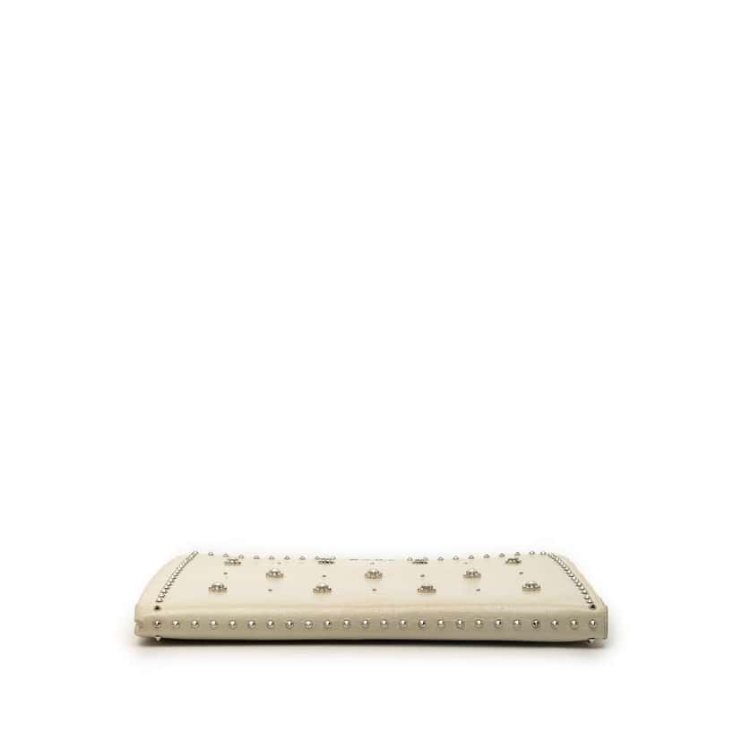 Miu Miu Faux Pearl Studded Leather Clutch White Leather Very good condition - Inside View