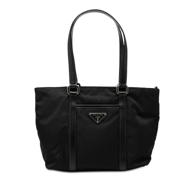Prada Saffiano Trimmed Tessuto Tote Black Very good condition - Front View