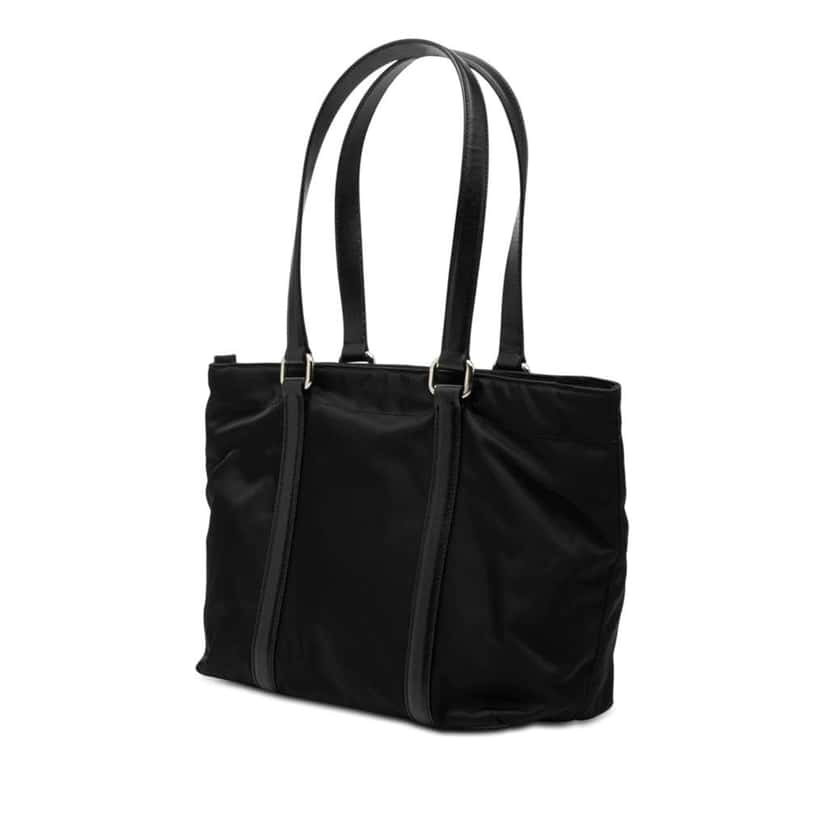 Prada Saffiano Trimmed Tessuto Tote Black Very good condition - Back View