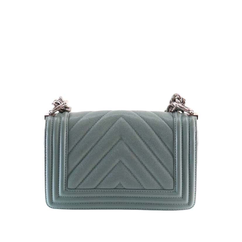 Chanel Small Chevron Caviar Boy Flap Blue Leather Very good condition - Model View