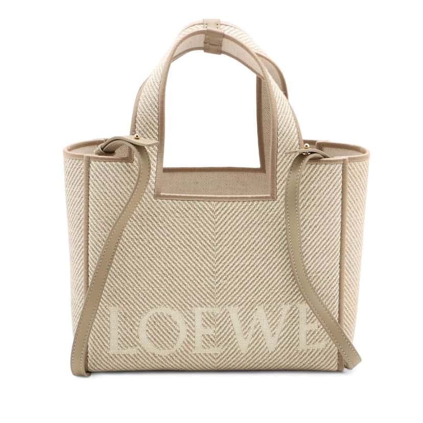 Loewe Small Canvas Font Tote Beige Canvas Very good condition - Front View