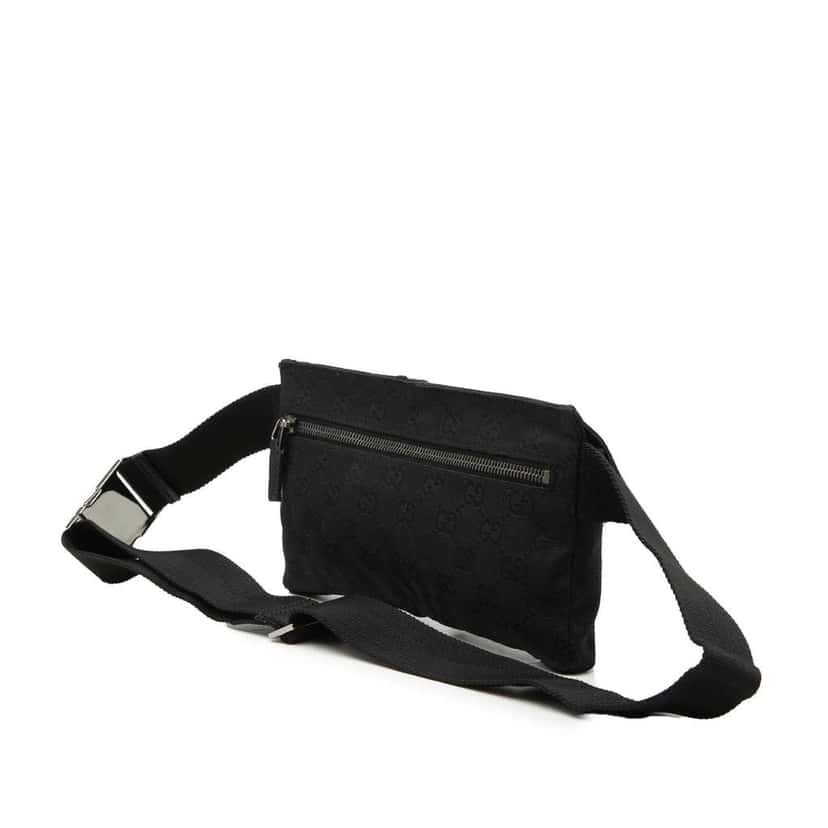 Gucci GG Canvas Double Pocket Belt Bag Black Canvas Very good condition - Back View