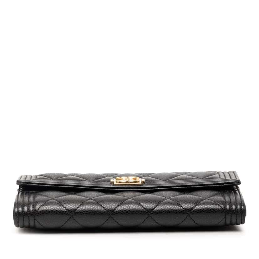 Chanel Quilted Caviar Boy Long Wallet Black Leather Very good condition - Inside View