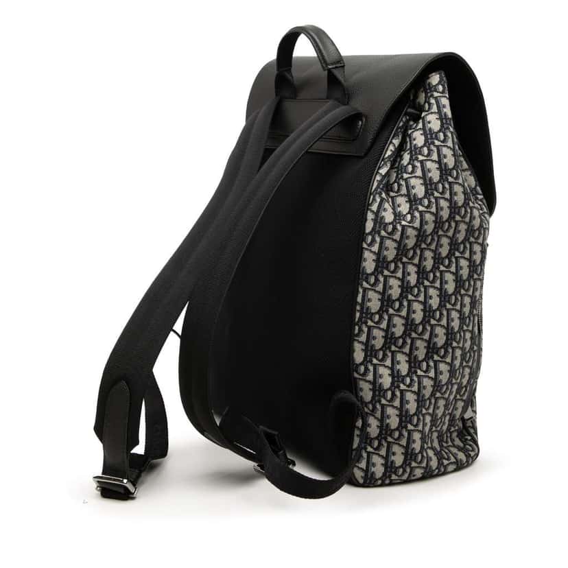 Dior Oblique Canvas Essential Backpack Blue Canvas Very good condition - Back View