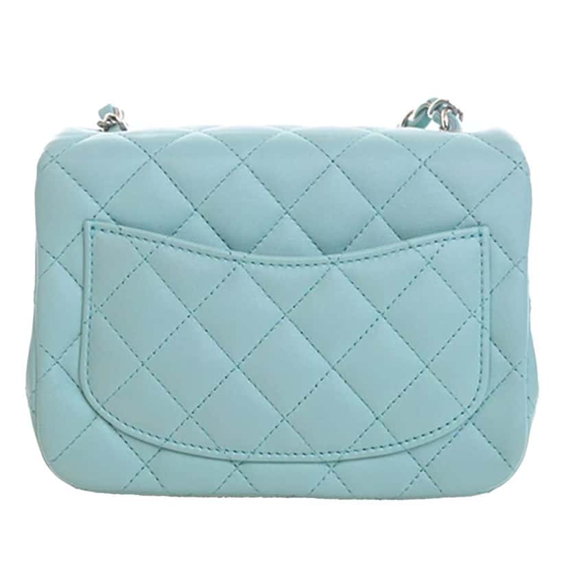 Chanel Mini Square Classic Lambskin Single Flap Blue Leather Very good condition - Model View