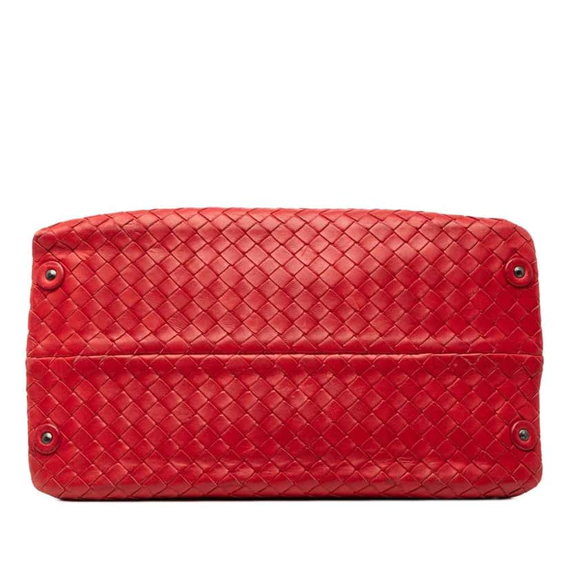 Bottega Veneta Nappa Intrecciato Handbag Red Leather Very good condition - Inside View