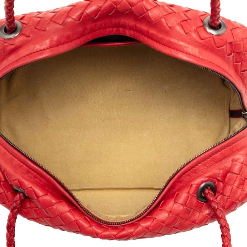 Bottega Veneta Nappa Intrecciato Handbag Red Leather Very good condition - Model View