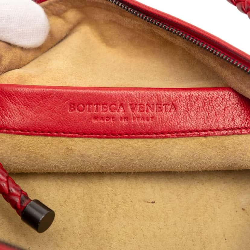 Bottega Veneta Nappa Intrecciato Handbag Red Leather Very good condition - Box View