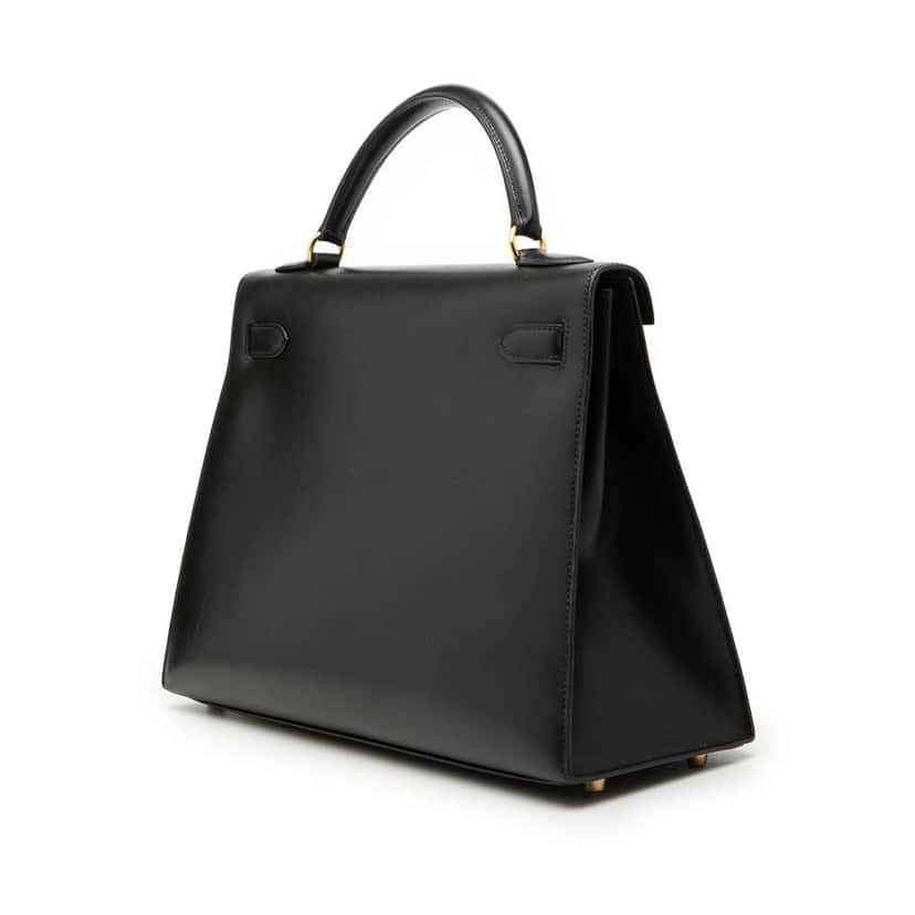 Hermès Box Calf Kelly Sellier 32 Black Leather Very good condition - Back View