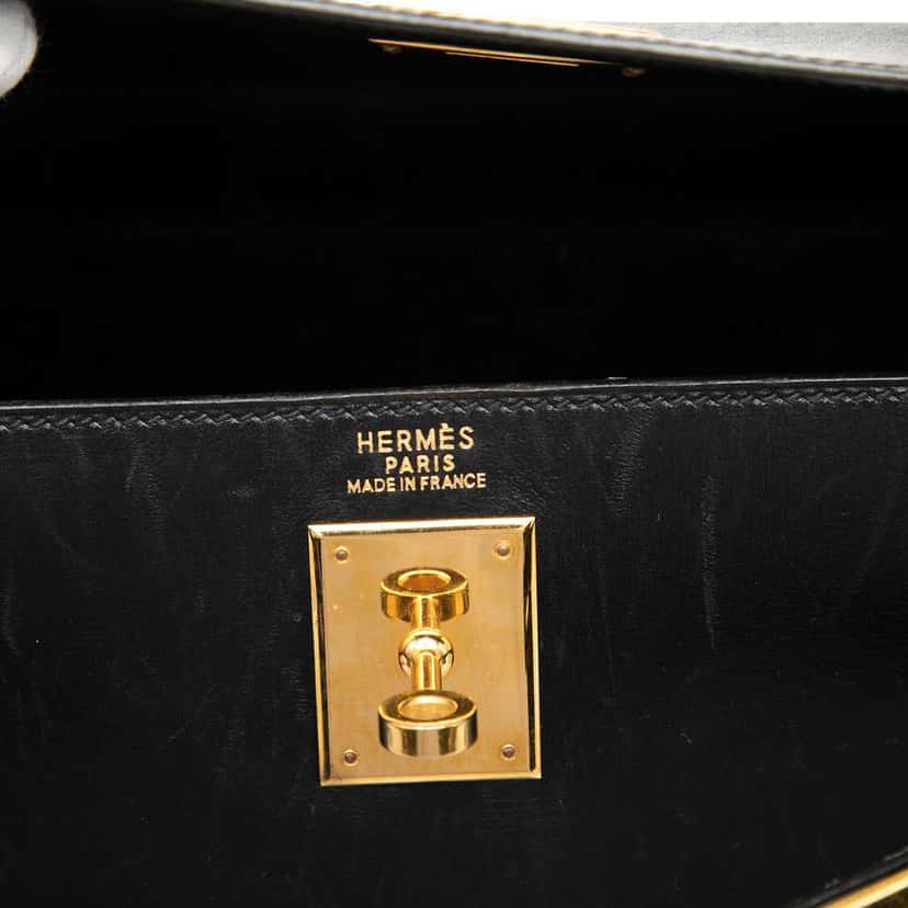 Hermès Box Calf Kelly Sellier 32 Black Leather Very good condition - Box View