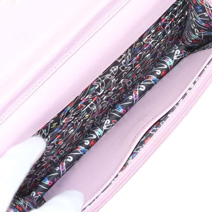 Chanel CC Quilted Caviar Wallet on Chain Pink Leather Very good condition - Inside View