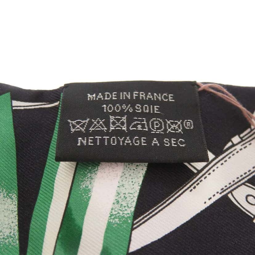 Hermès Jumping Silk Twilly Scarf Black Silk Never worn - Back View