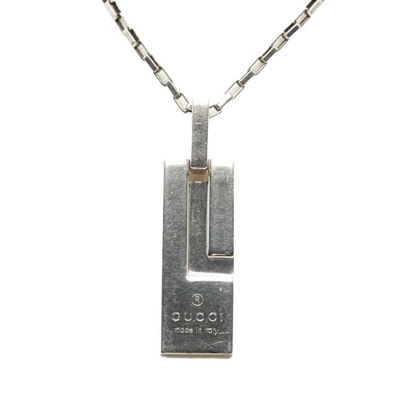 Gucci Sterling Silver G Plate Pendant Necklace Silver Silver Very good condition - Back View