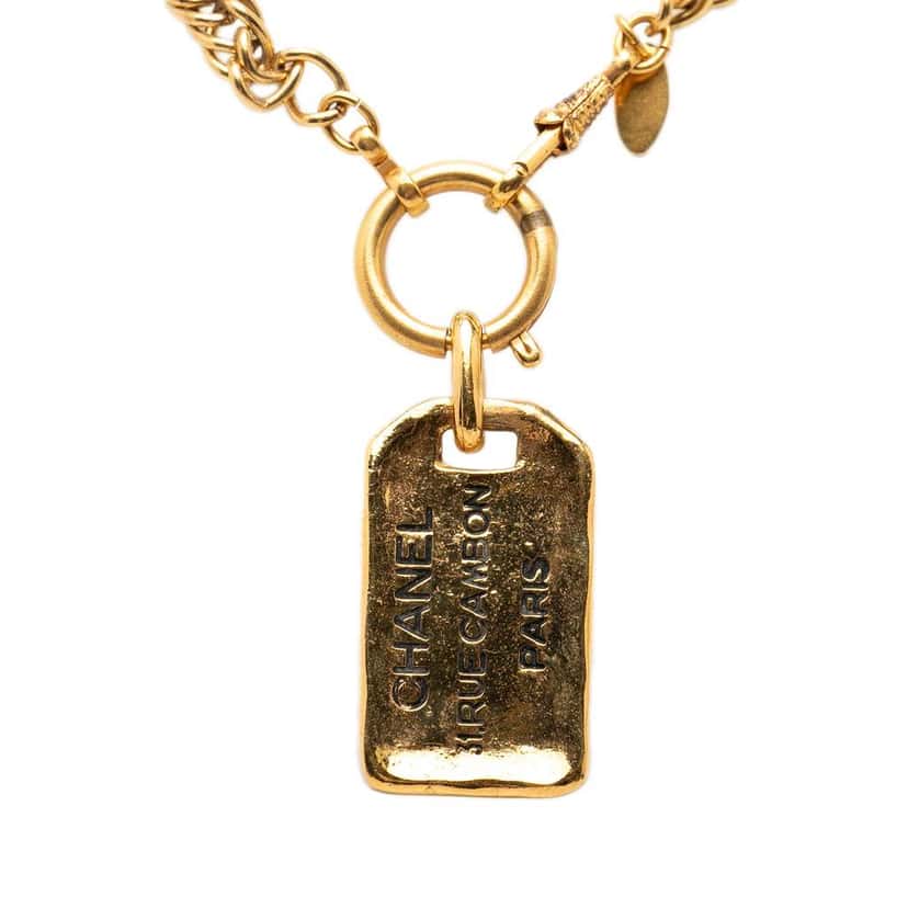 Chanel Gold Plated 31 Rue Cambon Plaque Pendant Necklace Gold Metal Very good condition - Back View