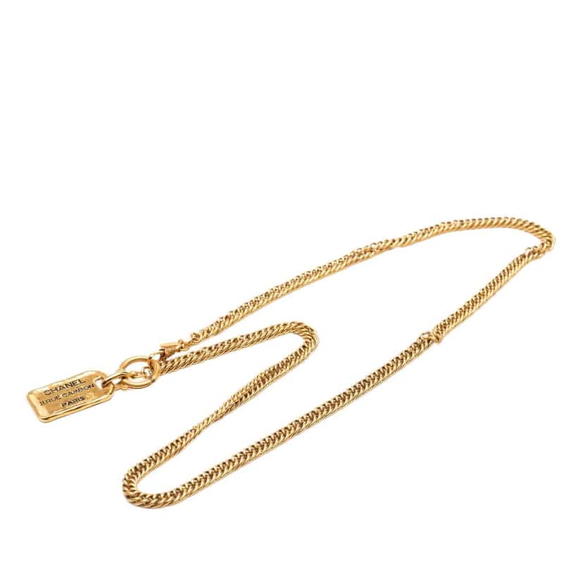 Chanel Gold Plated 31 Rue Cambon Plaque Pendant Necklace Gold Metal Very good condition - Box View