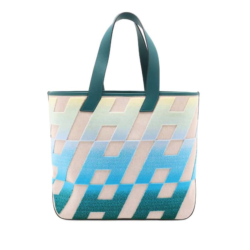 Hermès Toile H and Swift Cabas H en Biais 40 Beige Canvas Very good condition - Back View