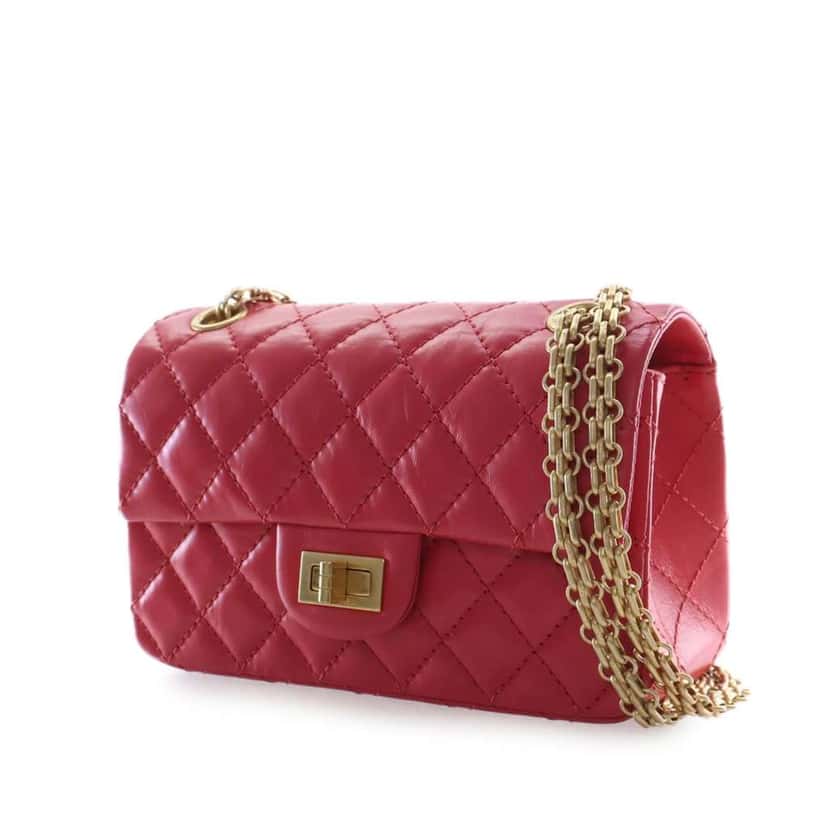 Chanel Quilted Aged Calfskin Reissue 2.55 Single Flap 224 Red Leather Very good condition - Back View