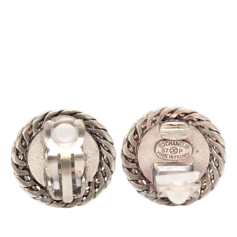 Chanel Silver Plated Medallion Clip On Earrings Silver Metal Very good condition - Inside View