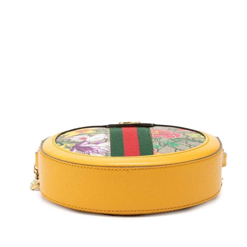 Gucci Mini GG Supreme Flora Ophidia Round Crossbody Beige Canvas Very good condition - Inside View