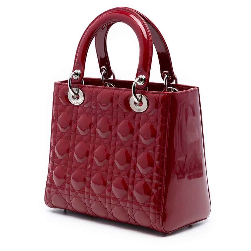 Dior Medium Patent Cannage Lady Dior Red Leather Very good condition - Back View