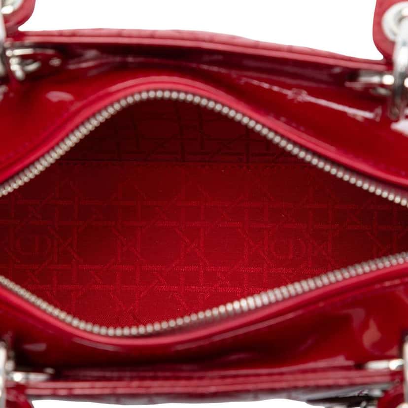 Dior Medium Patent Cannage Lady Dior Red Leather Very good condition - Model View