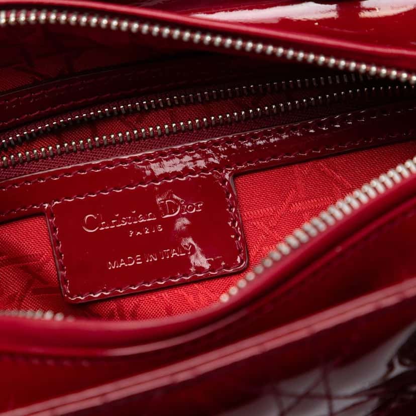 Dior Medium Patent Cannage Lady Dior Red Leather Very good condition - Box View