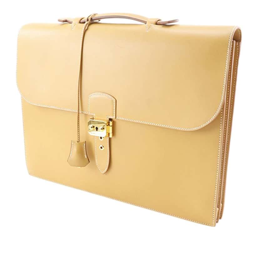 Hermès Barenia Sac a Depeches 38 Yellow Leather Very good condition - Back View