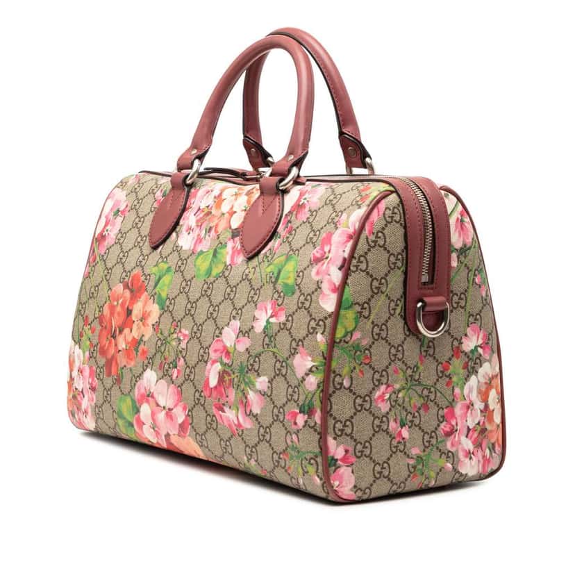 Gucci Medium GG Supreme Blooms Satchel Beige Canvas Very good condition - Back View