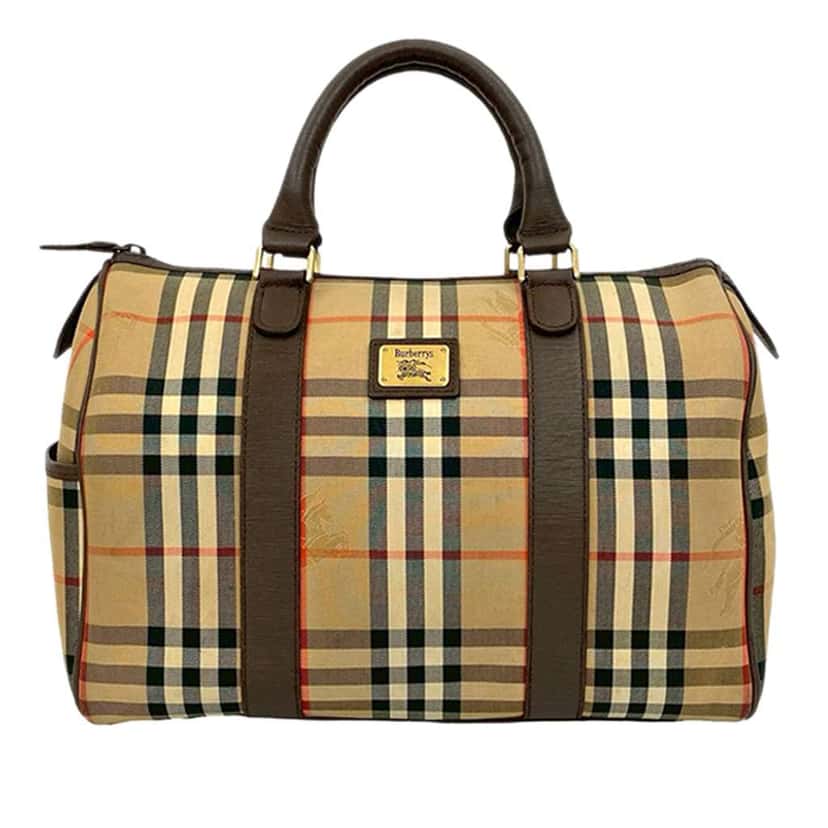 Burberry Haymarket Check Canvas Boston Bag Beige Canvas Very good condition - Front View